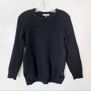 Madewell Black Sweater with Side Zippers